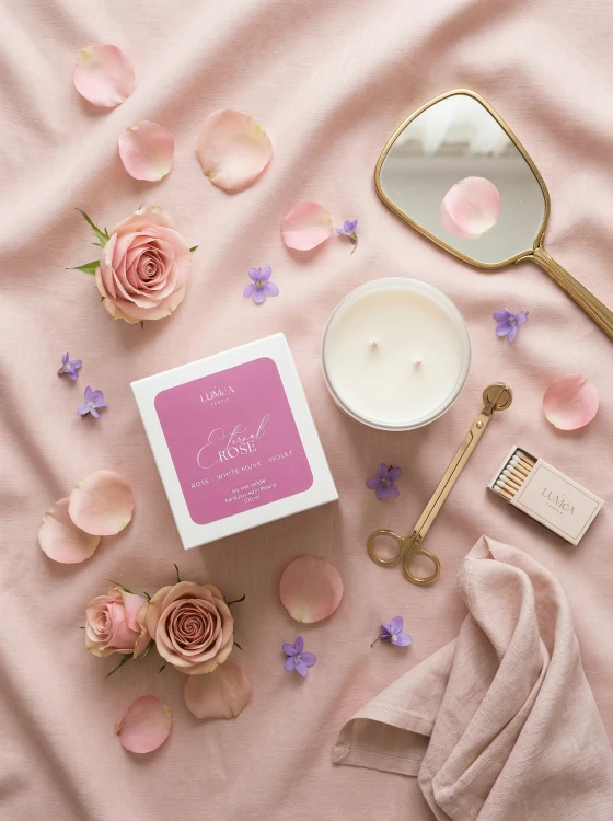 Eternal Rose– sojowa świeca Luméa Candle o aromacie róży, białego piżma i fiołków