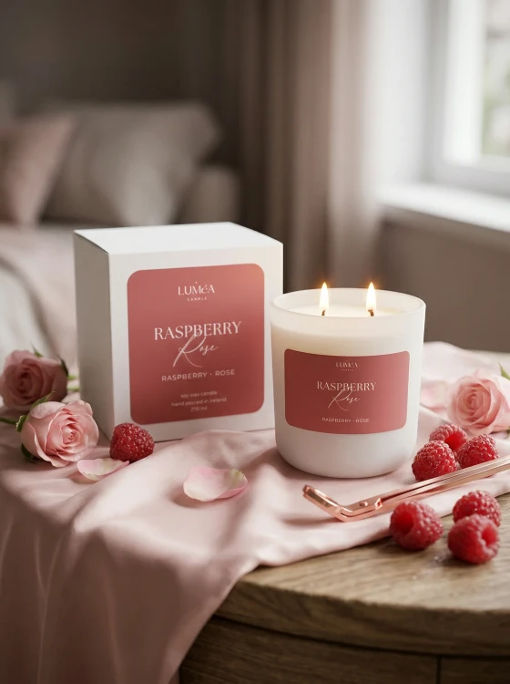 Raspberry Rose – sojowa świeca Luméa Candle o aromacie maliny i róży