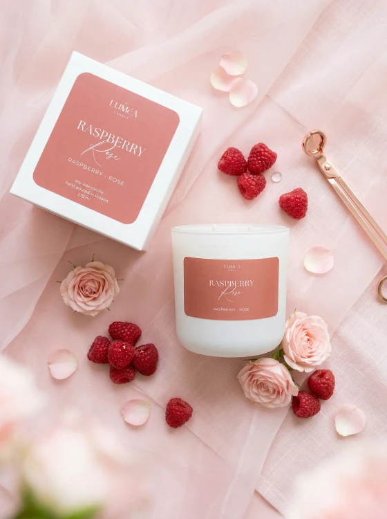 Raspberry Rose – sojowa świeca Luméa Candle o aromacie maliny i róży