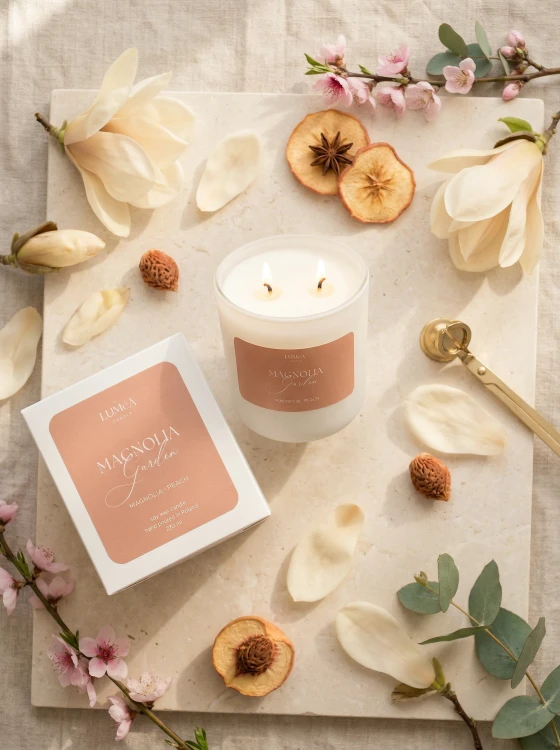 Magnolia Garden – sojowa świeca Luméa Candle o aromacie magnolii i brzoskwini