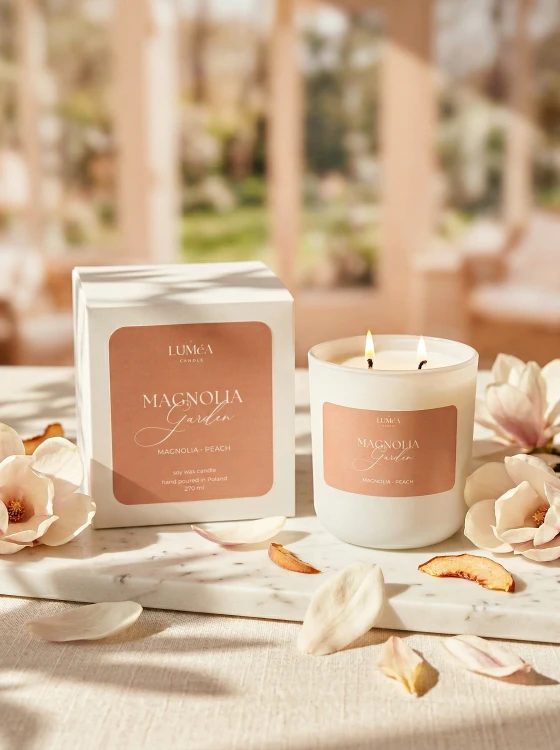 Magnolia Garden – sojowa świeca Luméa Candle o aromacie magnolii i brzoskwini