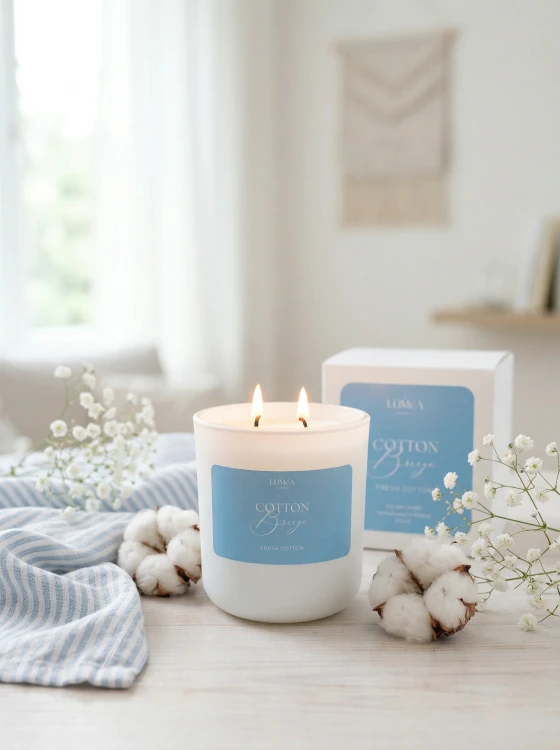 Cotton Breeze - sojowa świeca Luméa Candle o aromacie świeżej bawełny