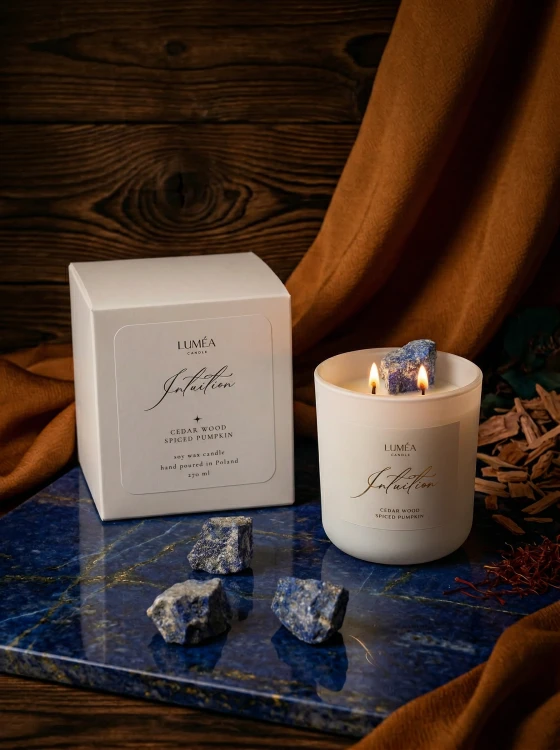 Light of INTUITION – sojowa świeca Luméa Candle z Lapis Lazuli