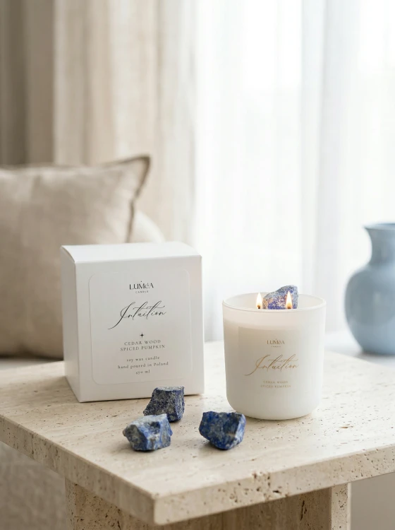 Light of INTUITION – sojowa świeca Luméa Candle z Lapis Lazuli