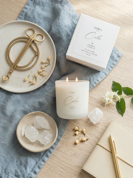 Light of CALM – sojowa świeca Luméa Candle z kwarcem mlecznym