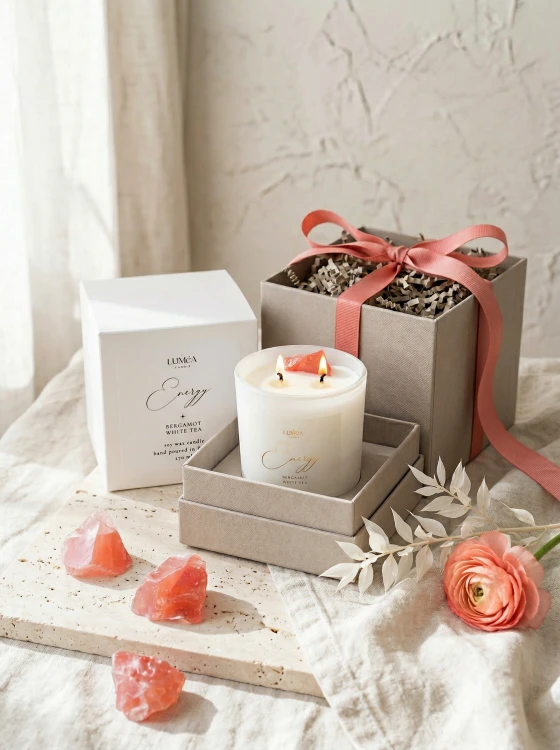 Light of ENERGY – sojowa świeca Luméa Candle z kwarcem arbuzowym