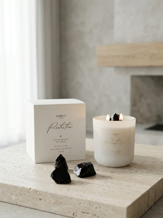 Light of PROTECTION – sojowa świeca Luméa Candle z obsydianem