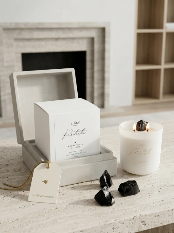 Light of PROTECTION – sojowa świeca Luméa Candle z obsydianem