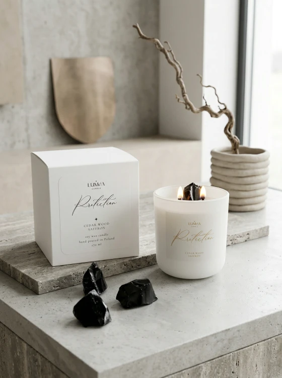 Light of PROTECTION – sojowa świeca Luméa Candle z obsydianem