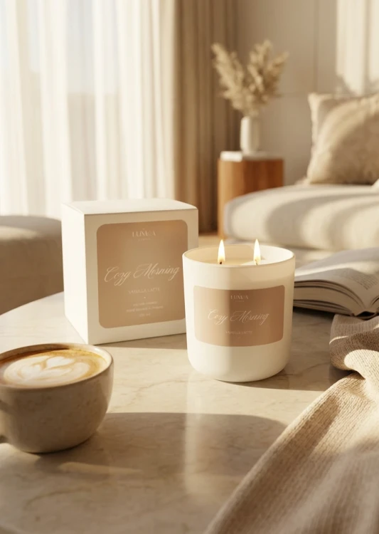 Cozy Morning – luksusowa świeca sojowa o zapachu kawy i wanilii