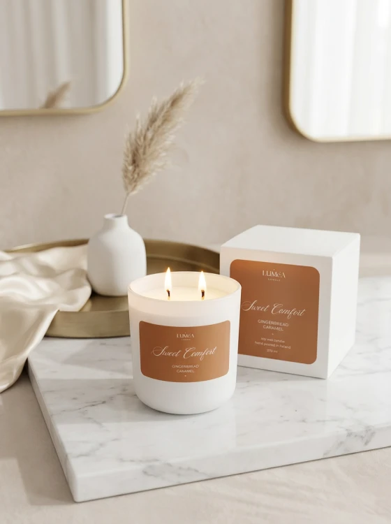 Sweet Comfort – luksusowa świeca sojowa o zapachu karmelu i piernikowych przypraw