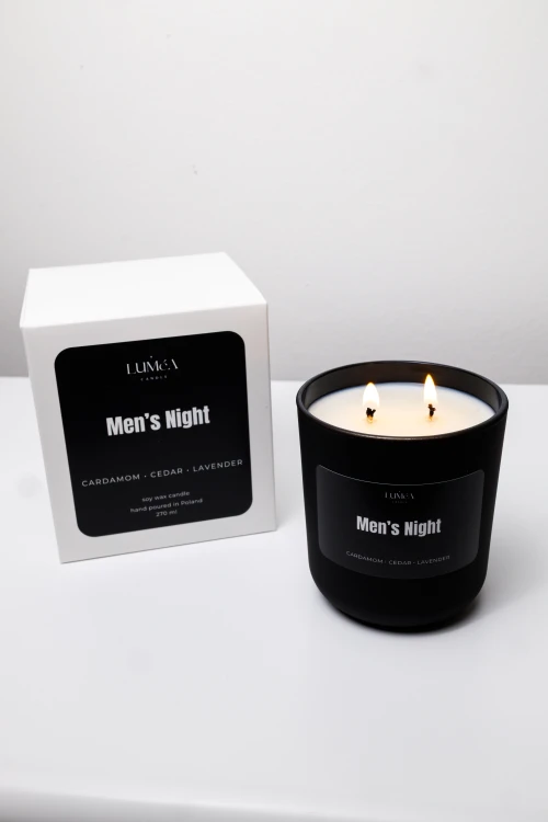 Świeca Sojowa Zapachowa o Aromacie Kardamonu, Cedru i Lawendy Lumea Candle – Men’s Night