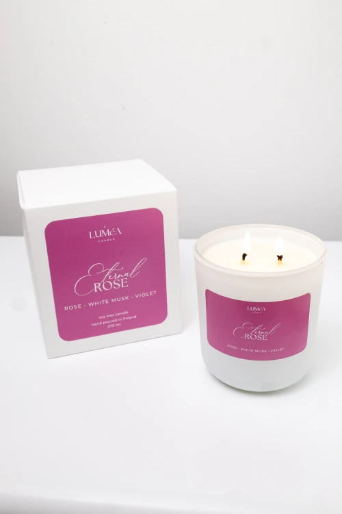 Eternal Rose– sojowa świeca Luméa Candle o aromacie róży, białego piżma i fiołków