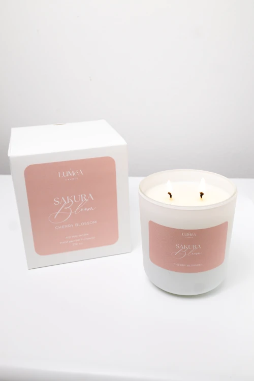 Świeca Sojowa Zapachowa o Aromacie Kwitnących Wiśni Lumea Candle – Sakura Bloom