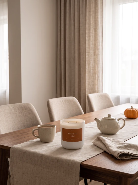 Pumpkin Chai – jesienna świeca zapachowa z dynią i cynamonem Świeca zapachowa Pumpkin Chai Luméa Candle 270 ml Świeca sojowa o aromacie dyni, cynamonu i wanilii